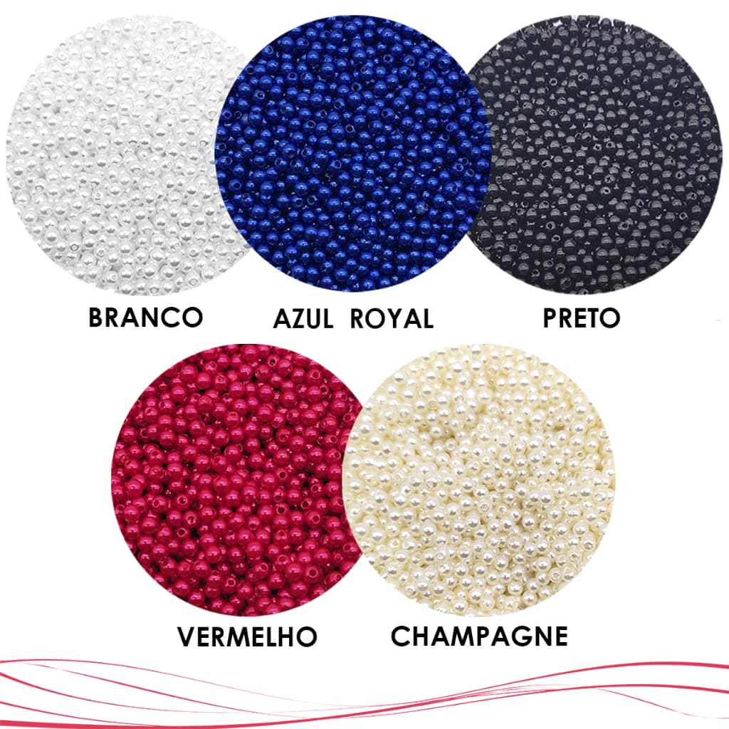 Perola Abs Inteira 4mm C/Furo Passante 1.000 Peças Costura Artesanato