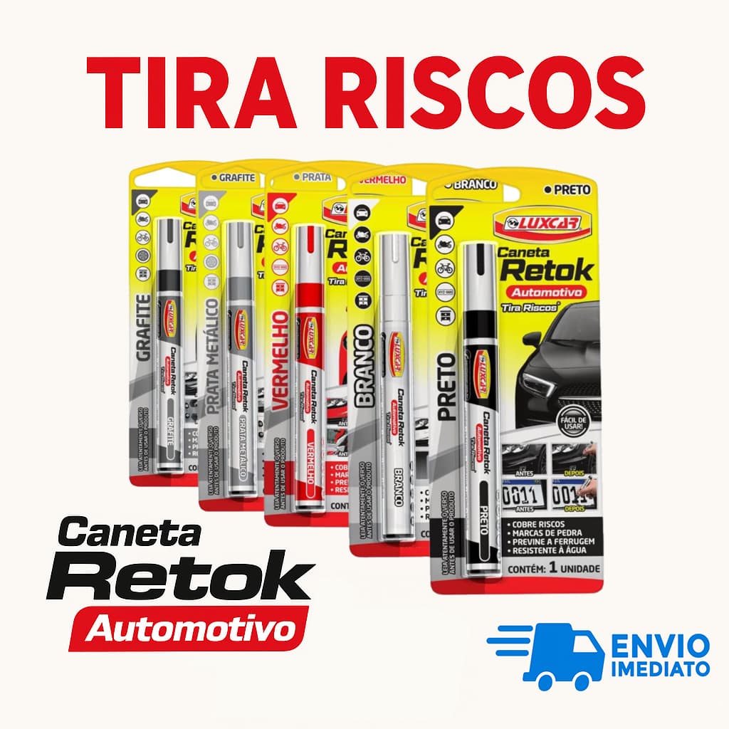 Caneta Reparadora de Pintura Automotivo Retoque para Carro Moto Tira Risco Permanente