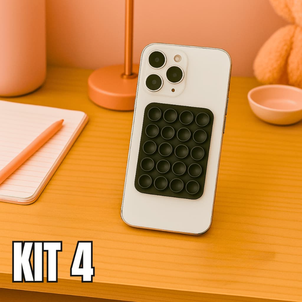 Kit 4 Capinhas Ventosa Celular Suporte Em Silicone Varias Cores