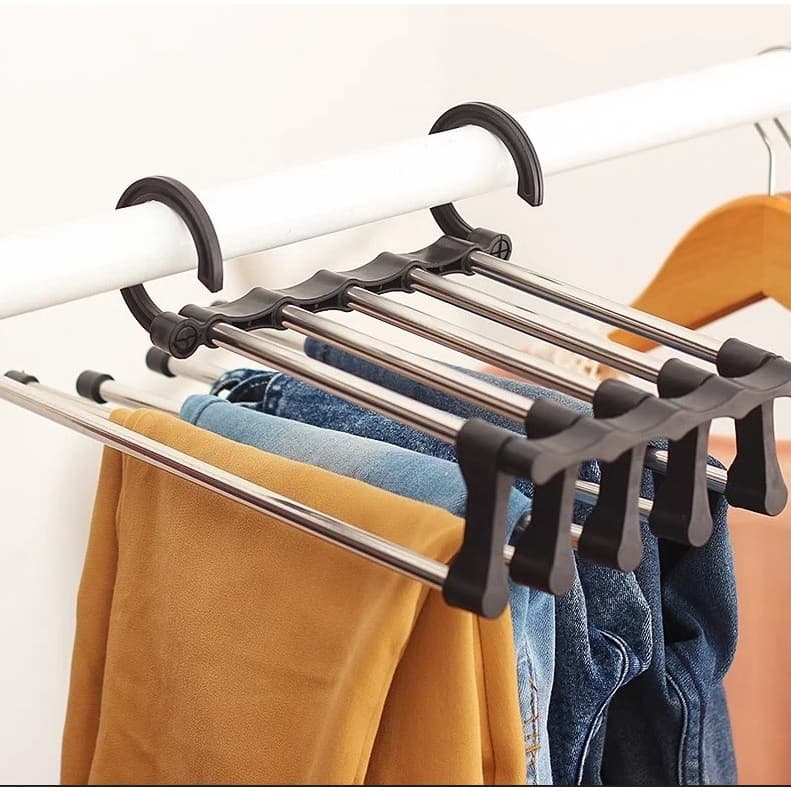 Cabide com 5 Divisórias Guarda-Roupa Multifuncional para Calças