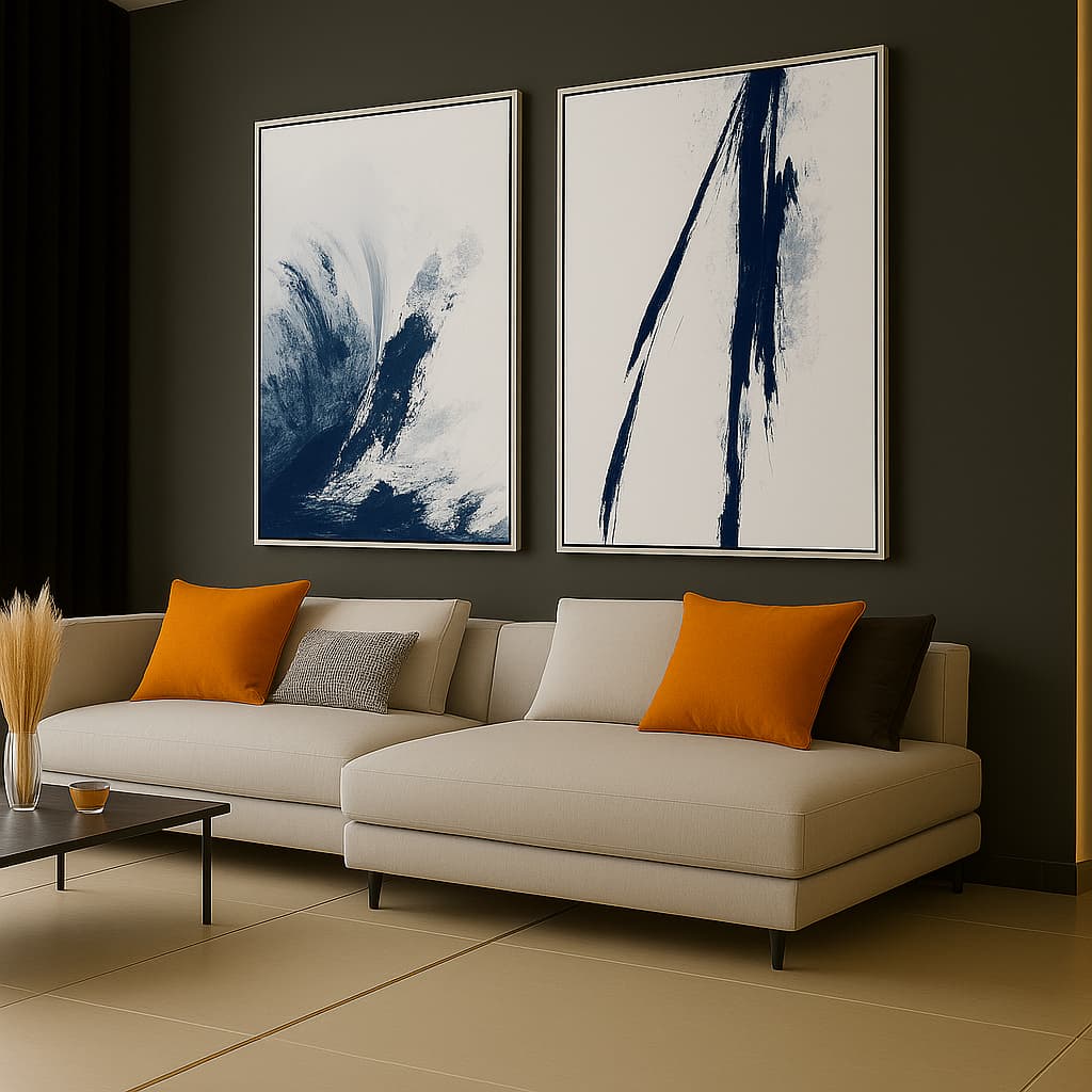 Kit 2 Quadros Decorativos 50x70 Moldura Grande Moderno Sala Quarto Escritório