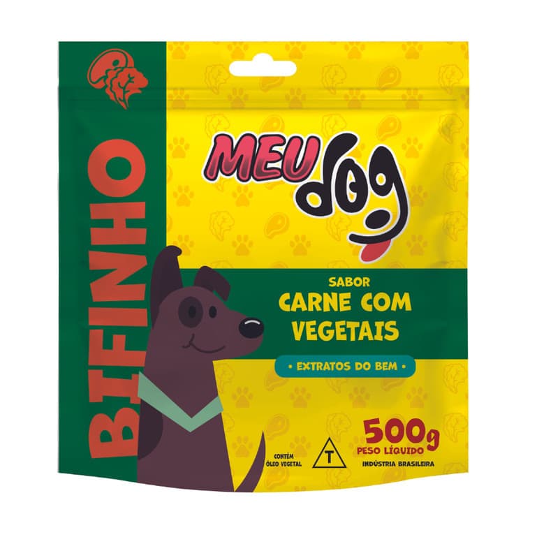 Bifinho Meu Dog sabor CARNE com VEGETAIS 500g Petisco premium para cachorro