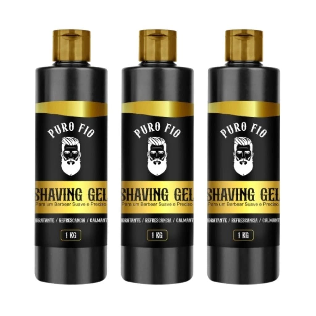 kit 3x Shaving Gel De Barbear Mentol Puro Fio 1kg Profissional - Barba Suave Sem Irritações - Envio Imediato