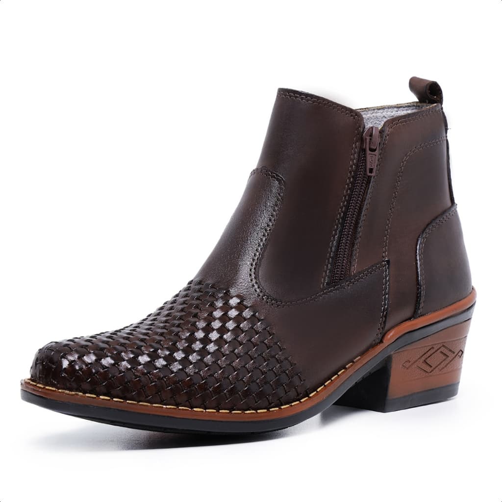 Botina Trice Masculina Country Bota Trice Bico Fino Couro Legitimo Café