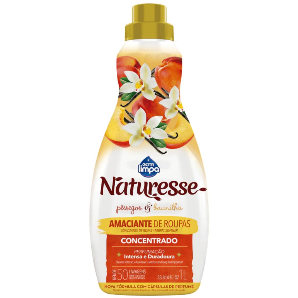 Amaciante Concentrado Naturesse Pêssegos e Baunilha Gota Limpa 1L
