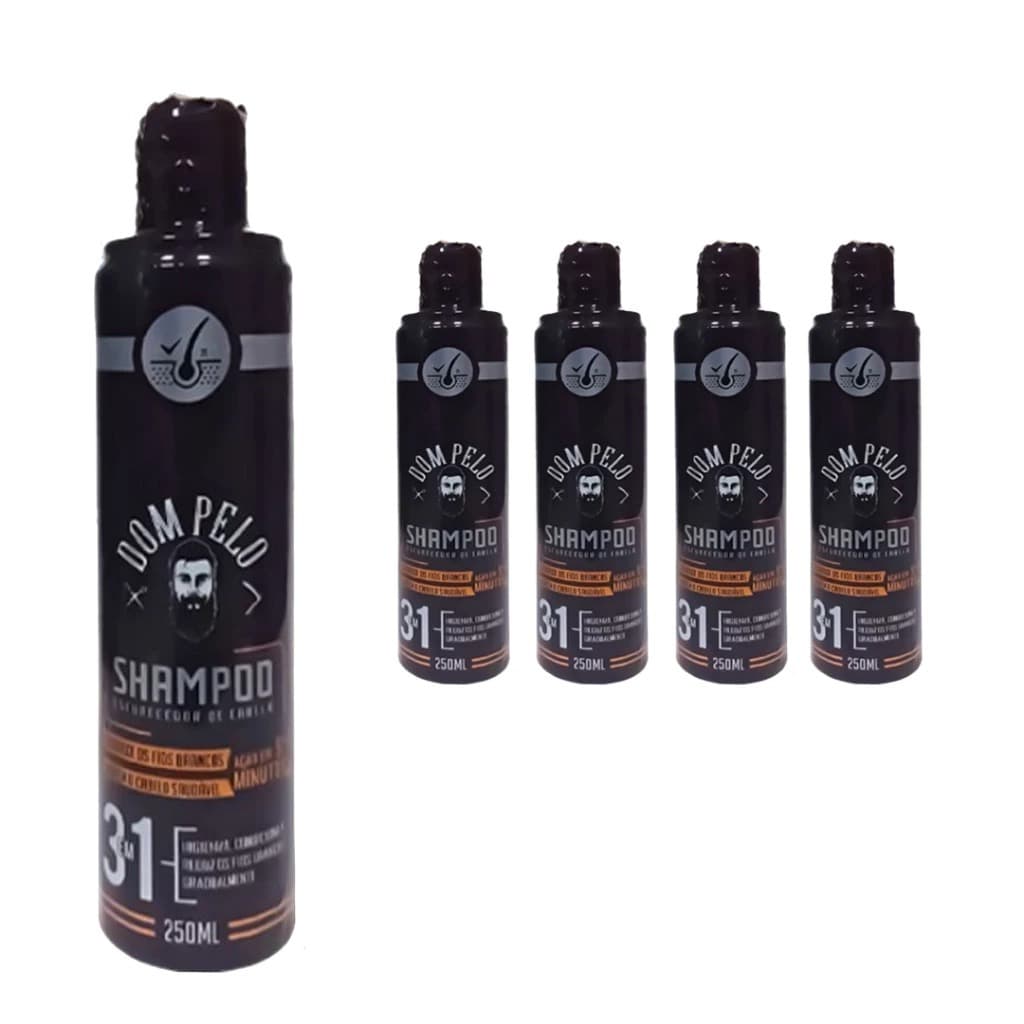 Kit 5 Shampoos Escurecedores Dom Pelo 250ml - Reduz Fios Brancos - Pronta Entrega, Envio Imediato