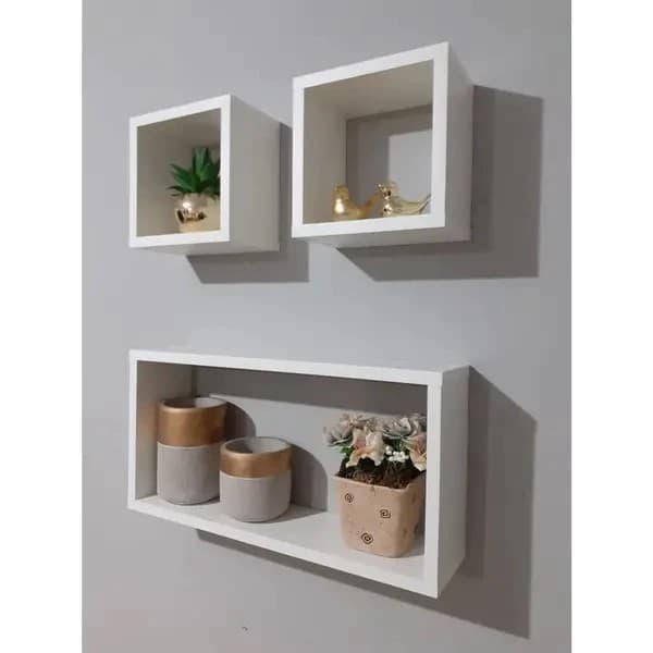 Kit 3 Nichos Decorativos MDF BRANCO 15mm para Enfeites