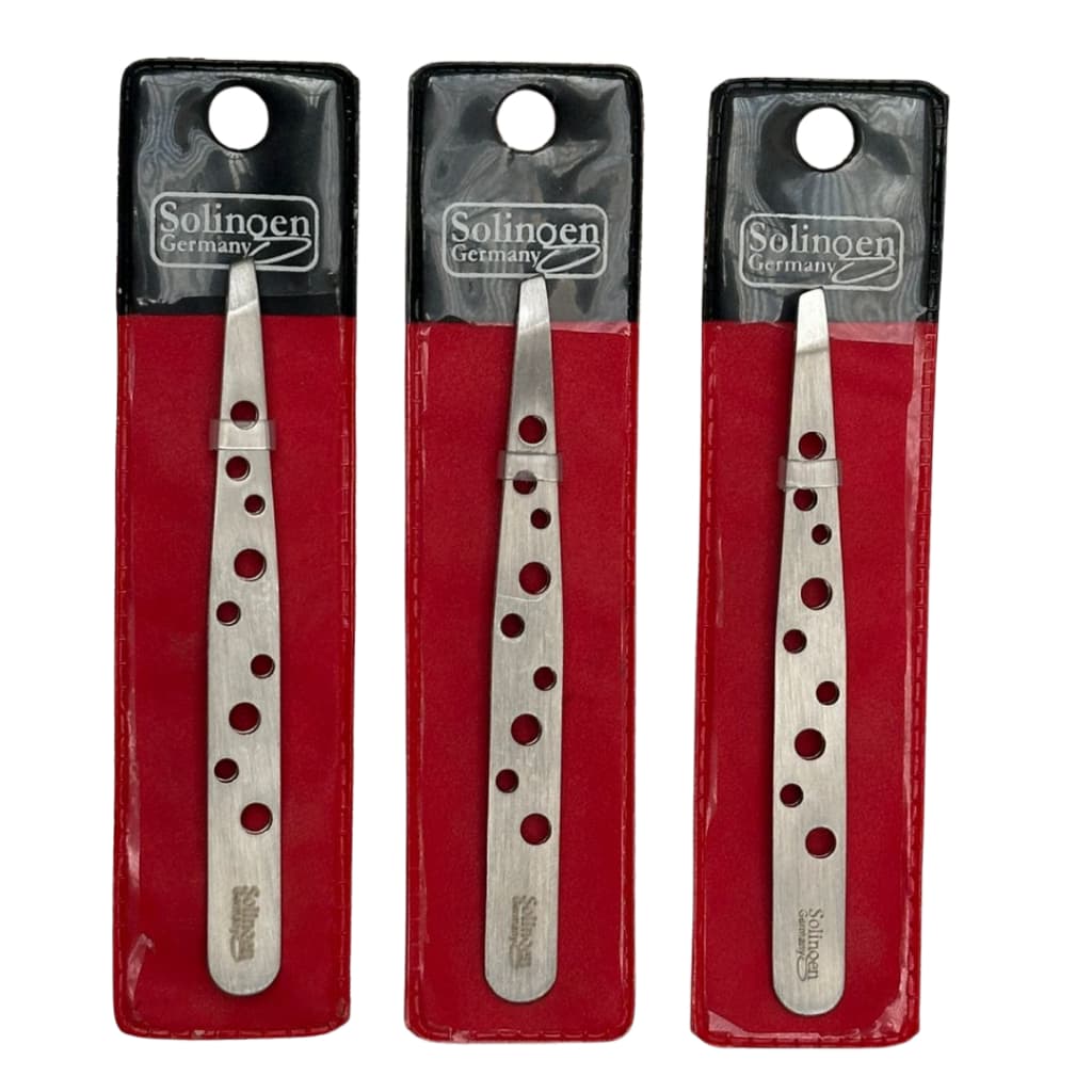 Kit 3 Pinça Solingen Chanfrada Luxo 9 Furos Design Profissional
