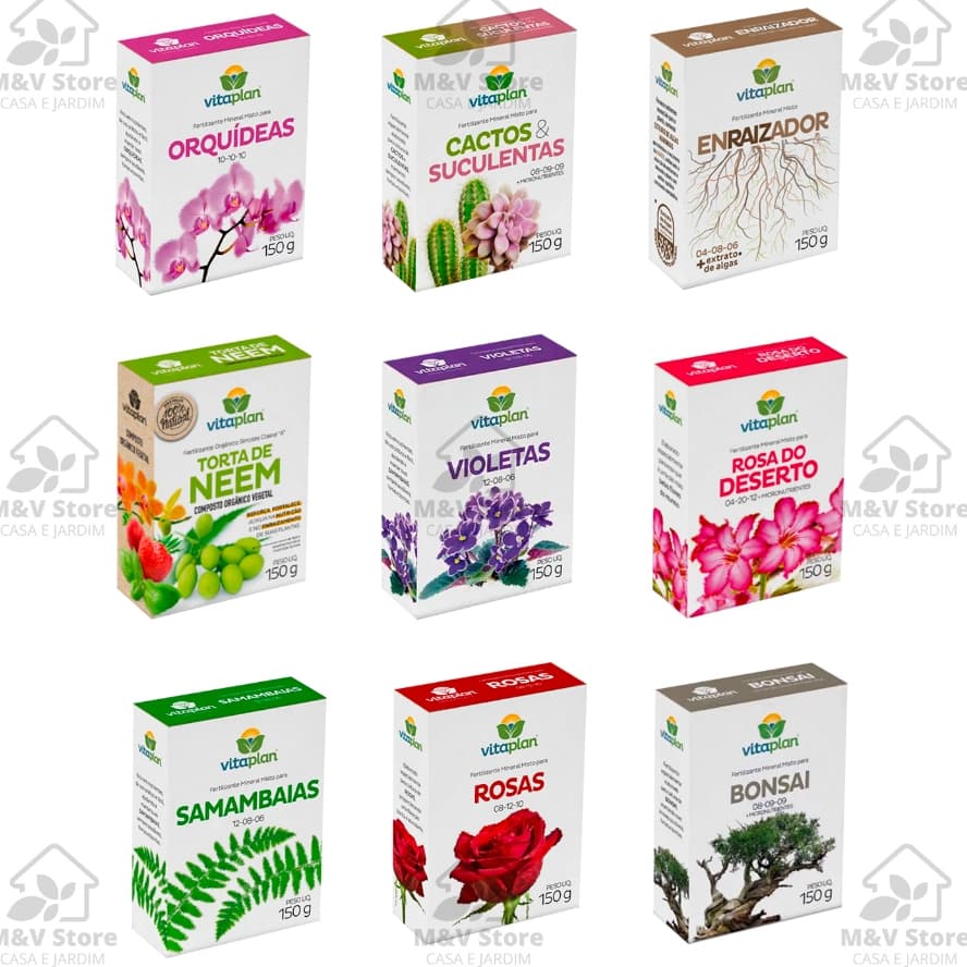 Fertilizante Adubo Mineral 150g NPK Micronutrientes Composto Vegetal Plantas Flores Frutos Vitaplan
