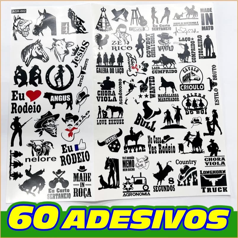 Kit 60 Adesivos Agronomia Country – À Prova d’Água para Copos, Garrafas, Tereré e Decoração Rústica