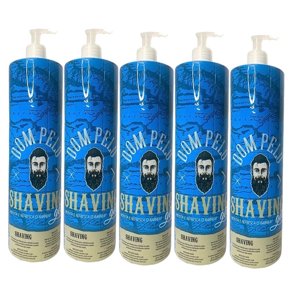 Kit 5 Shaving Gel Dom Pelo 1kg Profissional - Barba Suave Sem Irritações - Envio Imediato