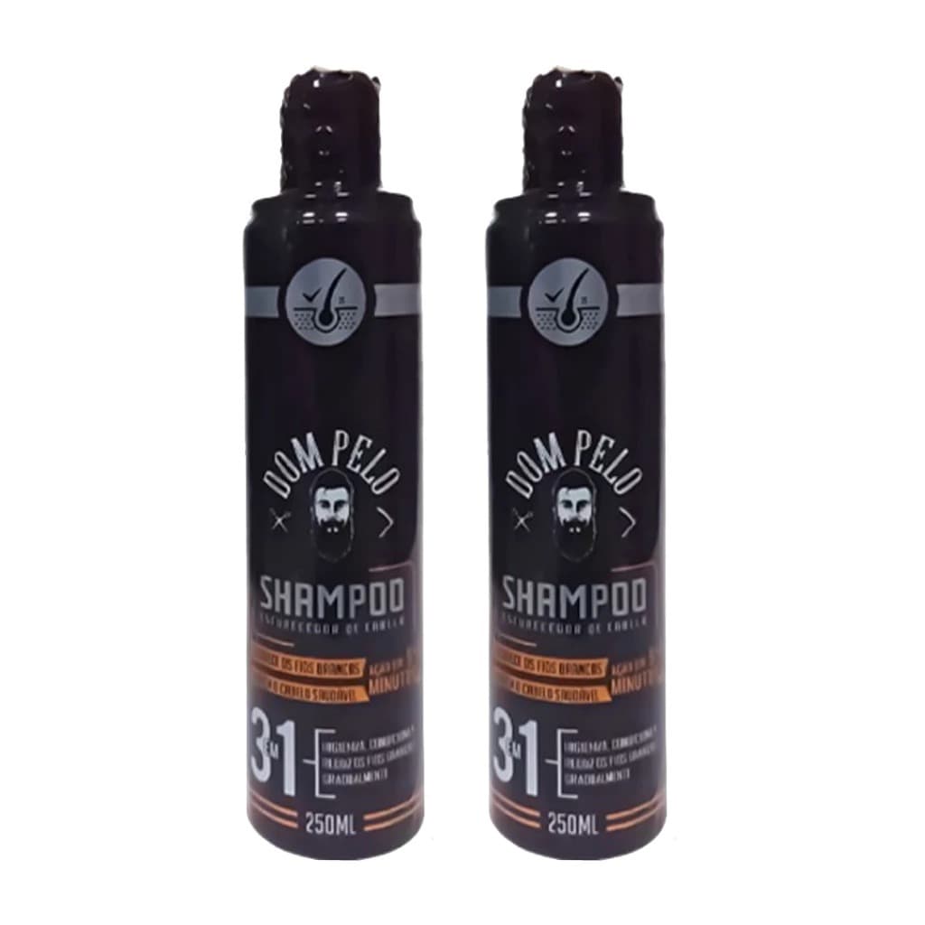 Kit 2 Shampoo Escurecedor Dom Pelo Nova formula 250ml 3 em 1 Cabelo, Barba, Bigode, Pronta Entrega Envio Imediato