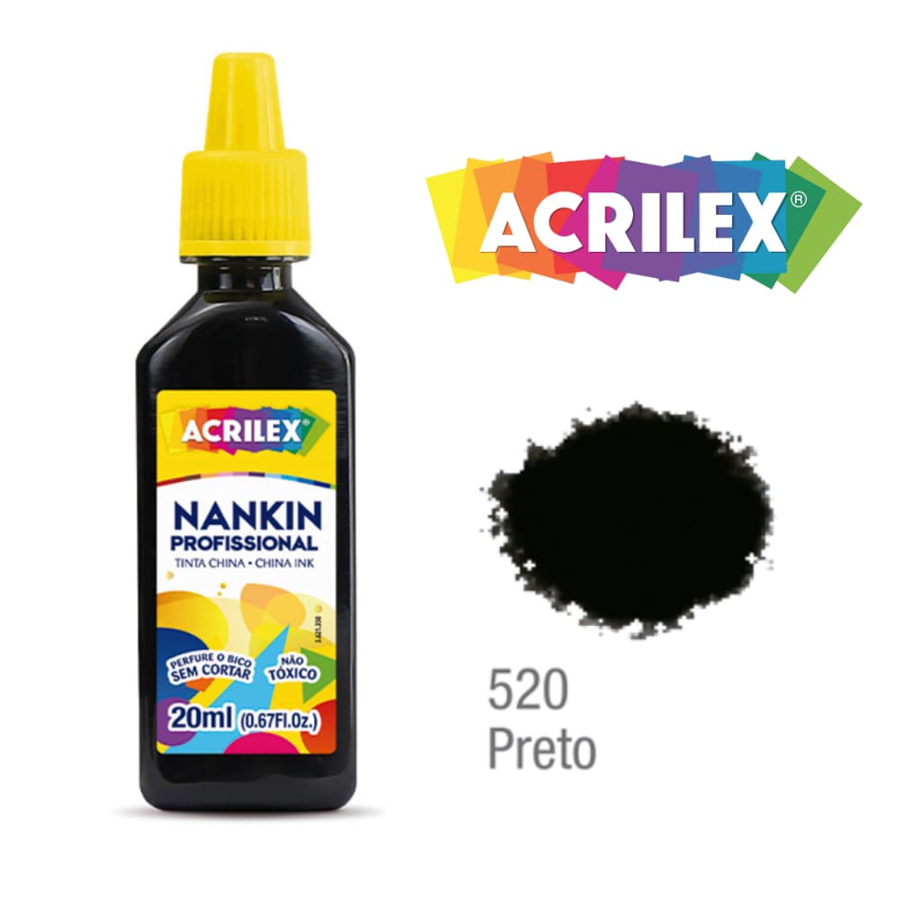 Tinta Nankin 20ml Acrilex Nanquim Preto