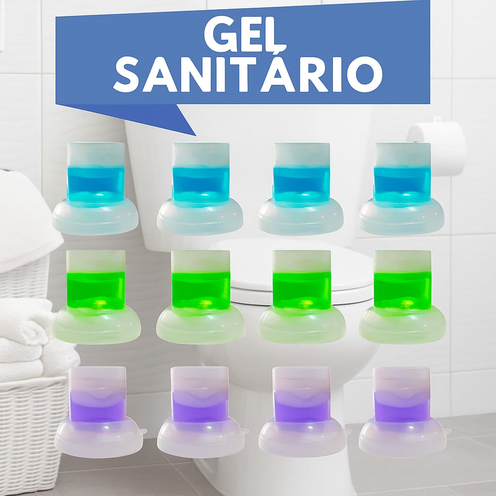 Kit De Gel Sanitário Aplicador individual Adesivo Higiene Limpeza Banheiro Sortidos Fragrância Aroma