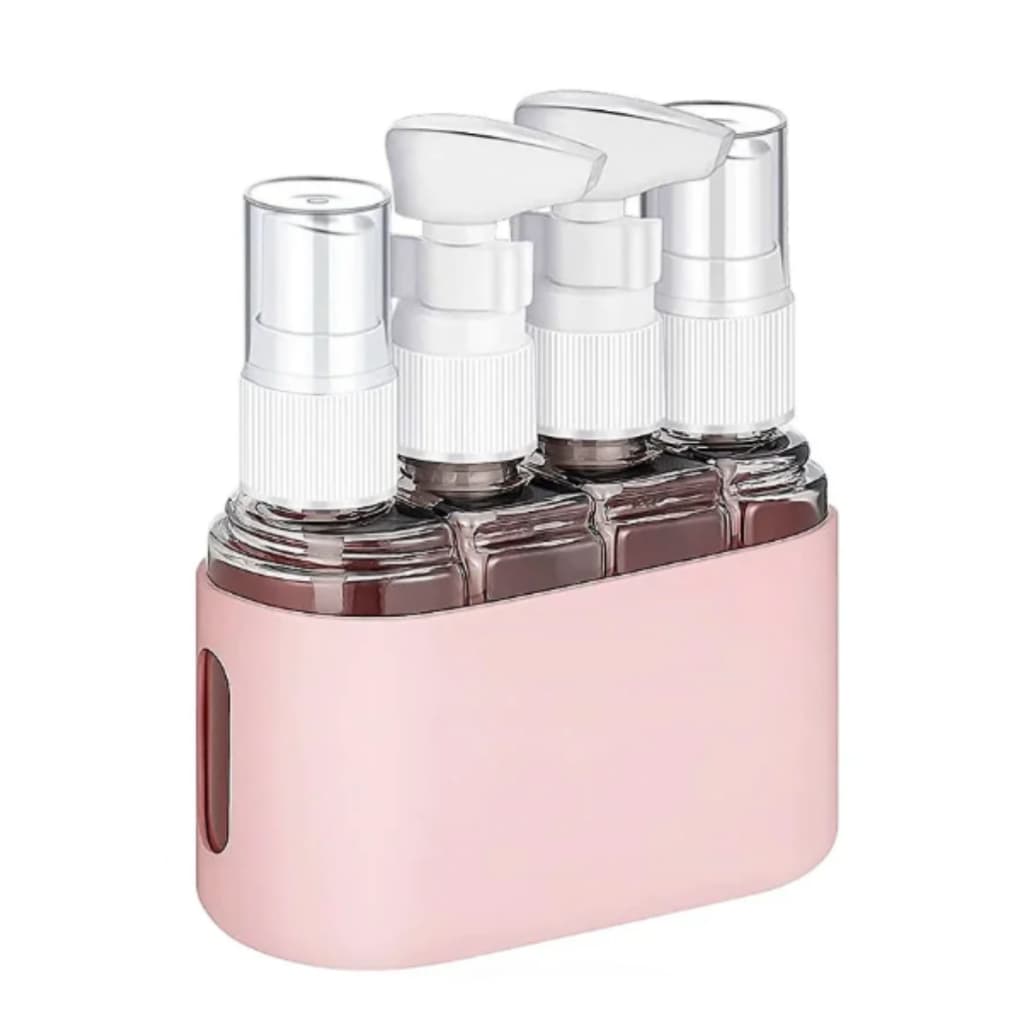 Kit 04 Frascos Para Viagem Shampoo Suporte Dispenser 200ml