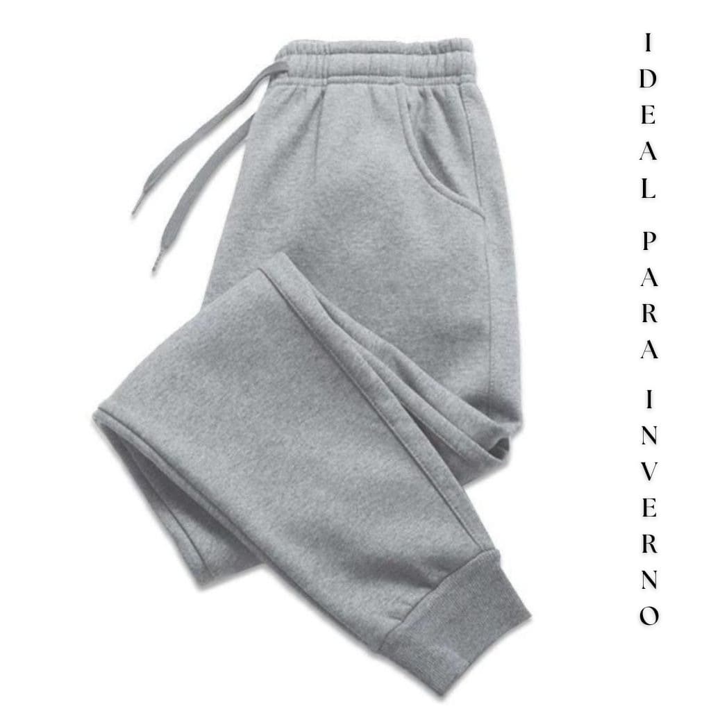 Calça De Moletom Unissex Tecido Peluciado Grosso Ideal Para Inverno