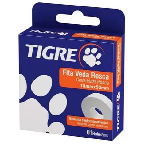 Fita Veda Rosca 18mm 50m Tigre Vedação Teflon para Hidráulica e Torneiras