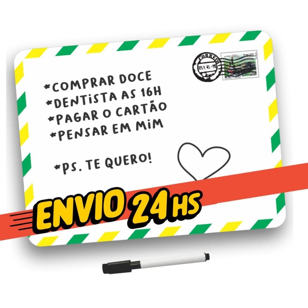 Lousa Quadro Magnético Imã De Geladeira Com Caneta Apagador