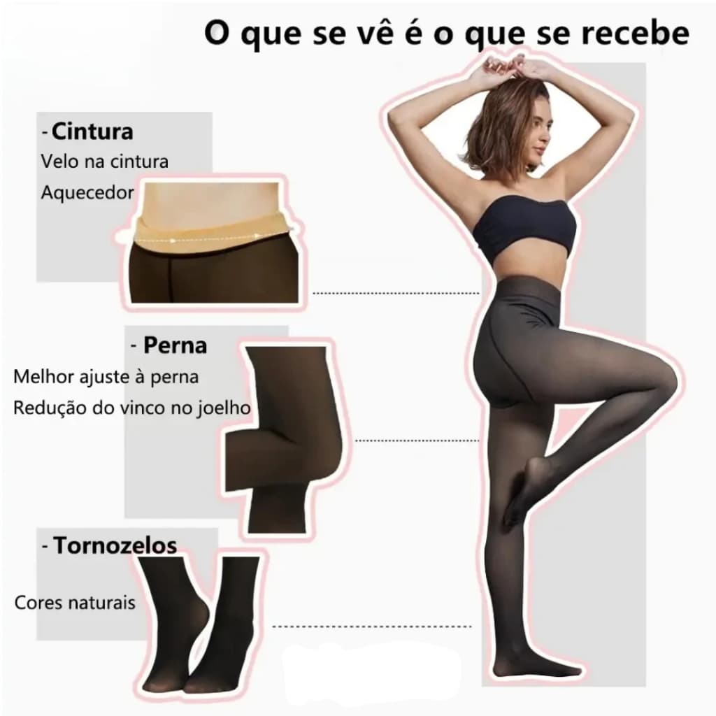 Meia-Calça Térmica Forrada – 214g | Conforto em 2 Tamanhos (P/M/G e GG/EXG)