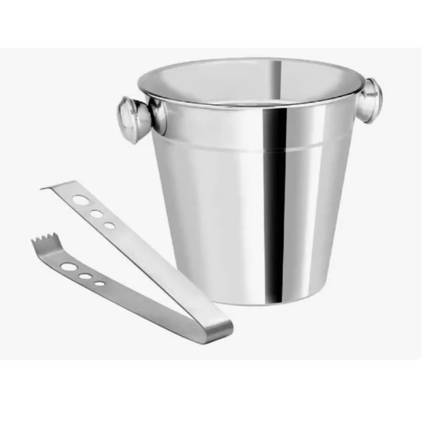Balde Gelo 1 Litro + Pegador Gelo em Inox (Para Bebidas Whisky Drinks)