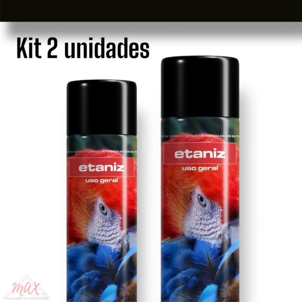 Kit 2 unidades tinta Spray preto brilhante  Profissional Uso Geral Multiuso Automotiva Etaniz 400ML