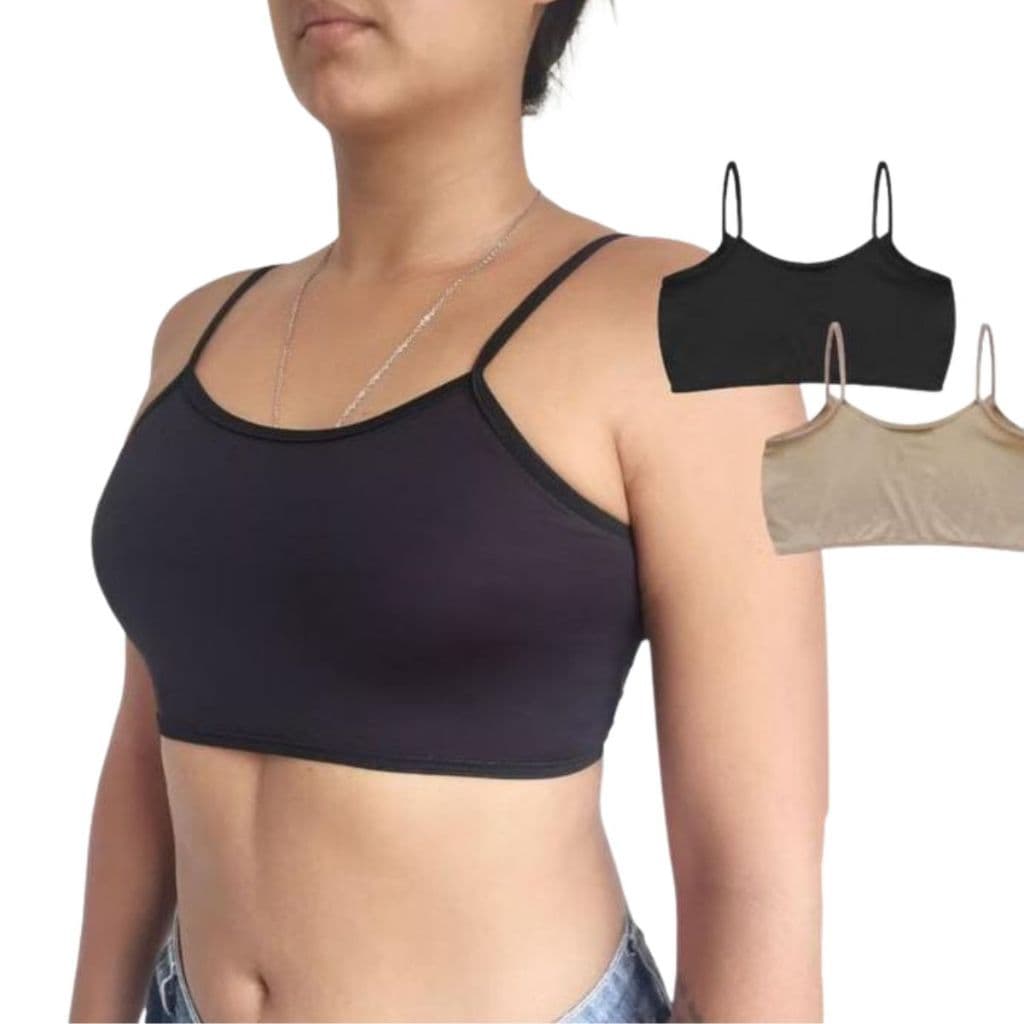Kit 2 Top Segunda Pele Sem Bojo Elástico Alça Fina Academia Fitness Poliéster Romantic Luxo Moda