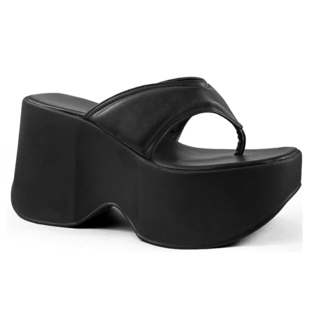 Sandália Anabela Feminina Tamanco Flatform Plataforma Chinelo Salto Leve Tira Acolchoada Confortável