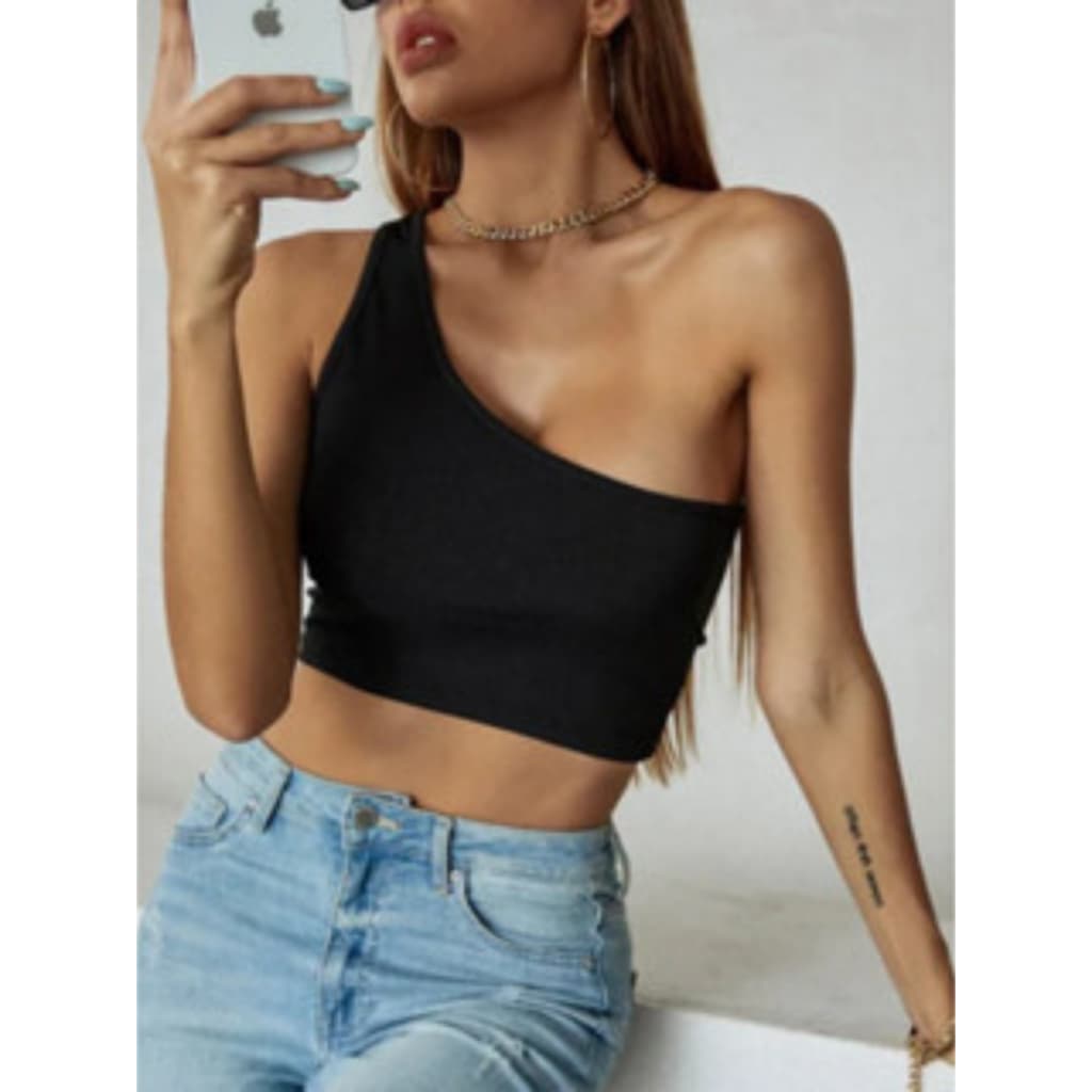 Top Cropped um Ombro Só Mula Manca Moda Gringa 2025