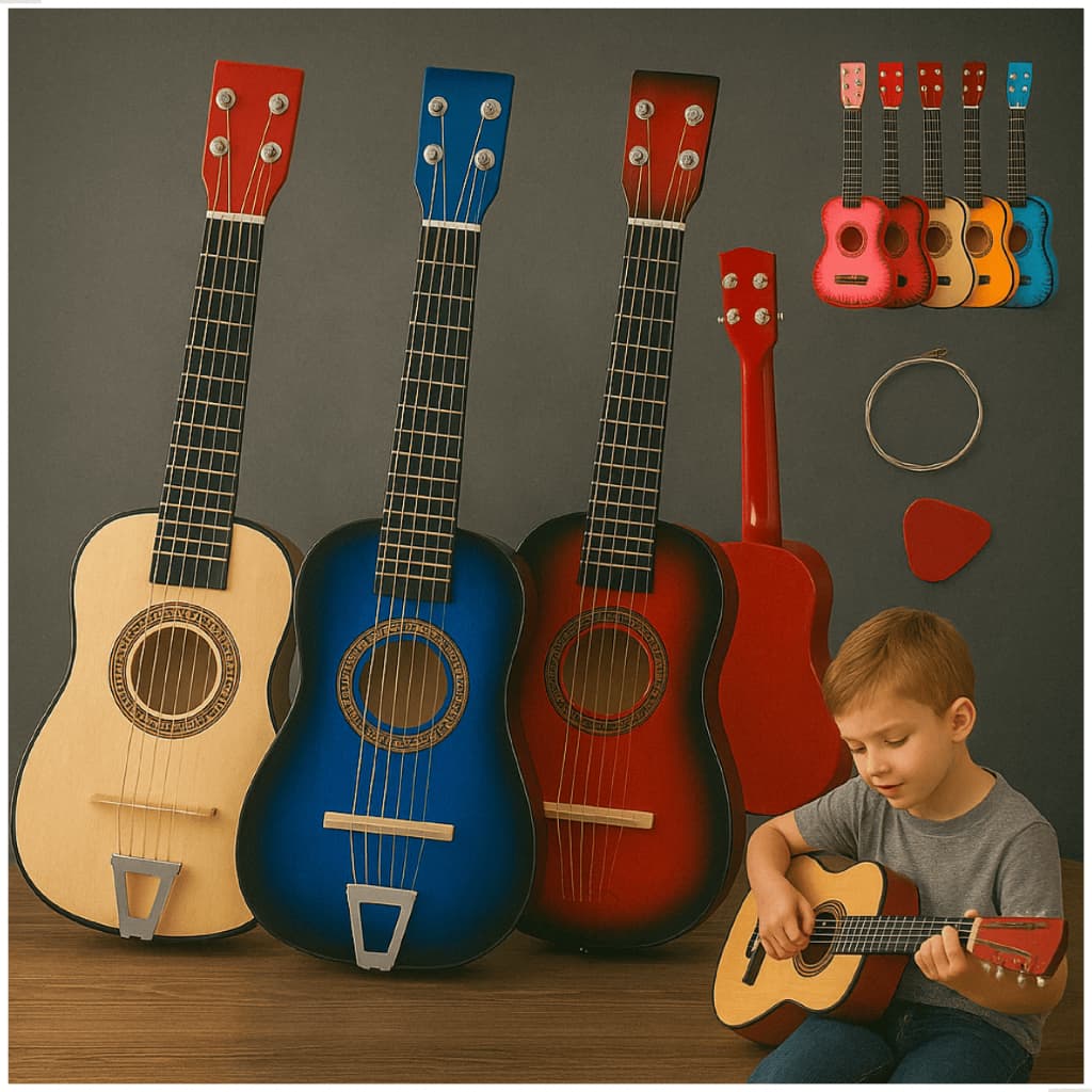 Mini Violão Infantil Palheta Semi Profissional Crianças Corda Em Aço Acústico Real Verdadeiro