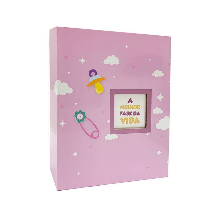ÁLBUM DE FOTOS BEBÊ 100 FOTOS 15x21cm COM DIÁRIO ROSA OU AZUL