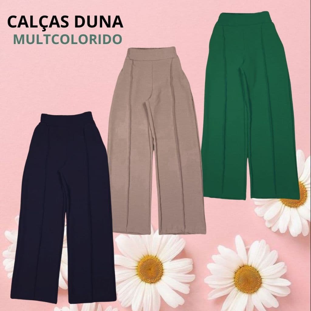 Calça Feminina Juvenil Duna Wide Leg | Tecido Confortável, para meninas jovens e adolecentes.