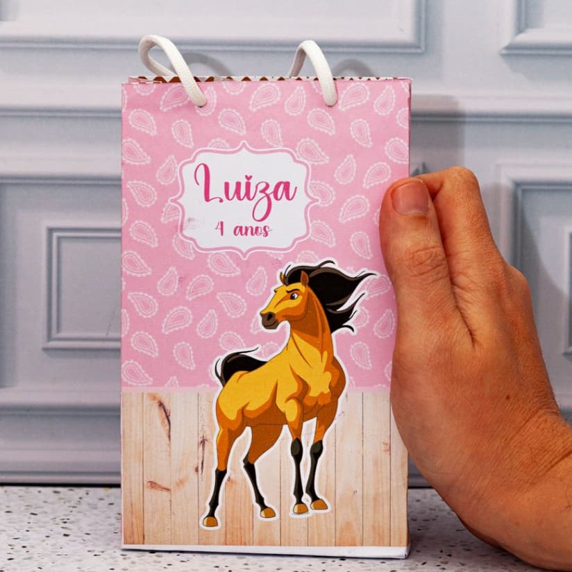 MINI Sacola surpresa SPIRIT CORCEL INDOMAVEL - Lembrancinha Personalizada - Festa Infantil - Pegue e Monte - Mimo