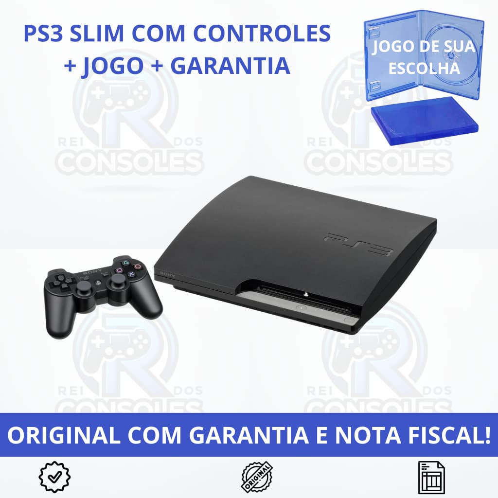 PS3 Playstation 3 SLIM Console de Videogame + Controle + Jogo