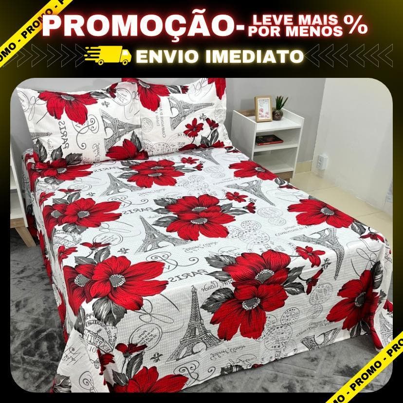 Kit Colcha casal 3 pçs Piquet Estampado - Oferta