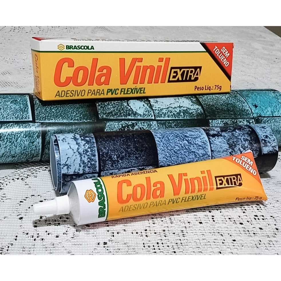 Kit Cola Vinil Reparo Piscina Banheira Botes Inflável Rasgos Vinil 12cm x 30cm e Cola 75gr
