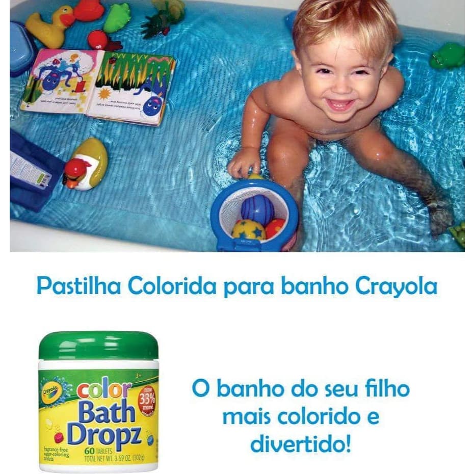 Crayola Pastilha Bath Dropz Banho Colorido - 60 Tabletes Importado dos EUA
