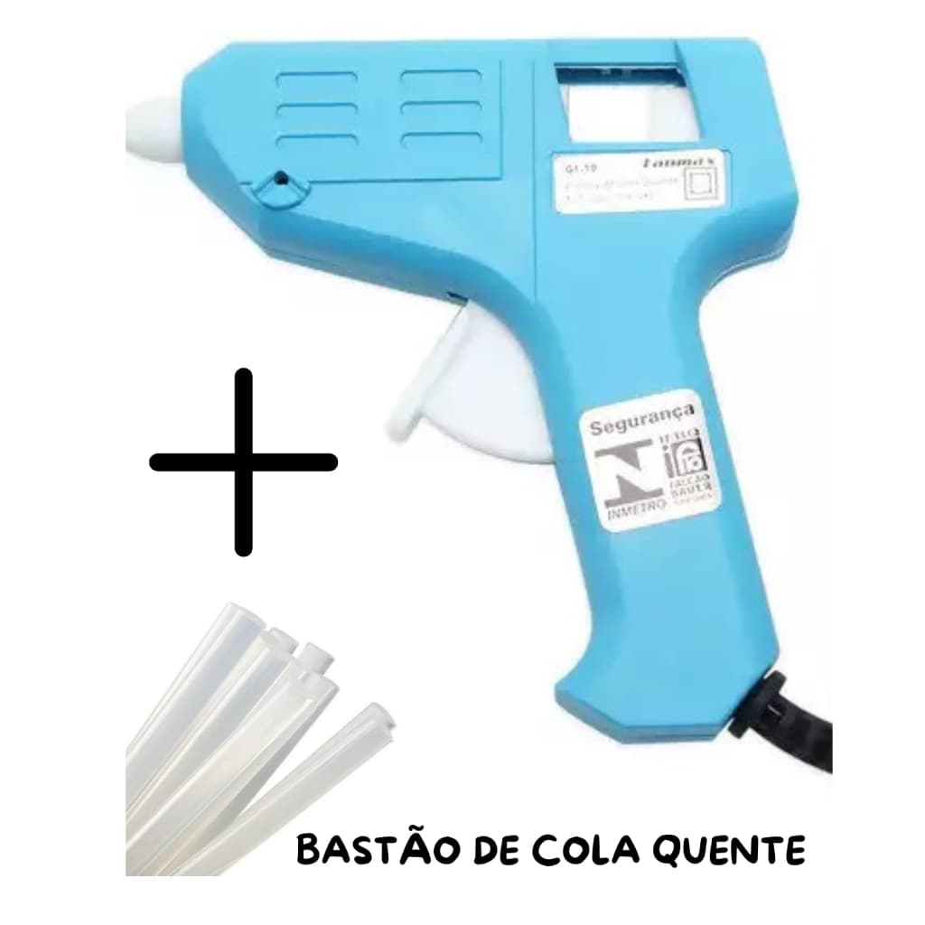 Pistola de Cola Quente Profissional Fina Pequena 10W Bivolt Lanmax + Bastão de Cola Quente