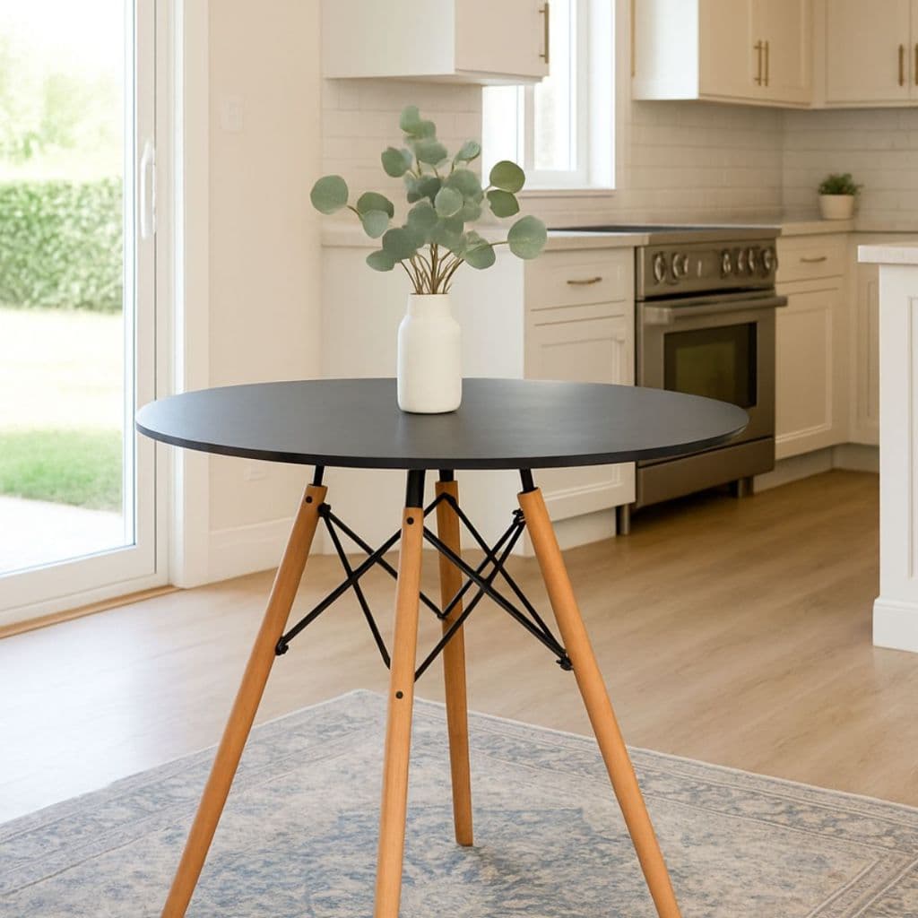 Mesa Charles Eames Eiffel 90cm Redonda Madeira Sala Jantar