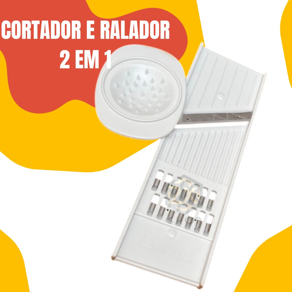 Ralador 2 em 1 Manual de Cozinha Prático Multiuso Fatiador de Legumes Queijos e Vegetais