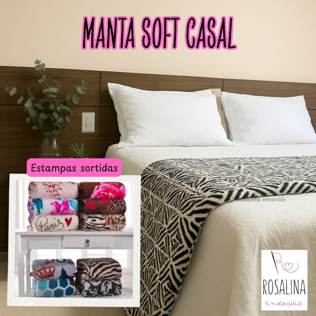 KIT 3 Cobertor Manta estampadas sortidas Casal Microfibra PROMOÇÃO 1,80 x 2,00 Mantinha