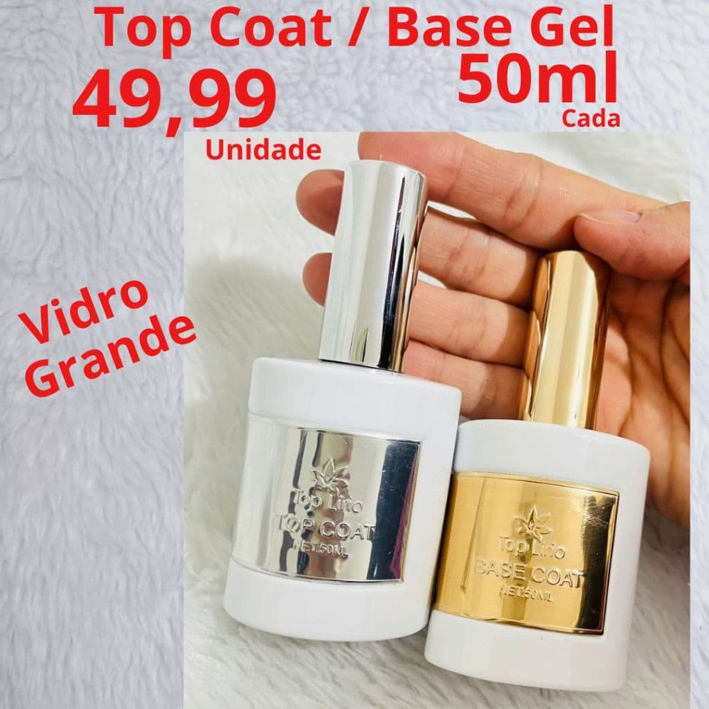 Top Coat Selante ou Base gel Lirio 50 ml novo vidro grande Top Lirió