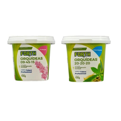 Kit Adubo Fertilizante Forth Orquídeas Floração 09-45-15 100g + Manutenção 20-20-20 100g