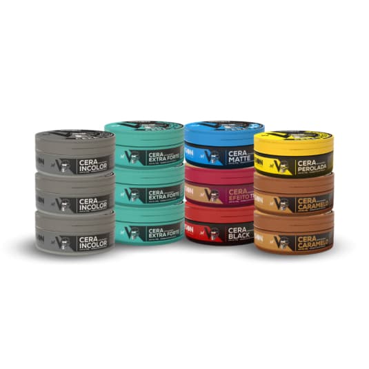 Kit 12 Cera Pomada Modeladora Vision Barber Shop 130g Barba Cabelo Bigode