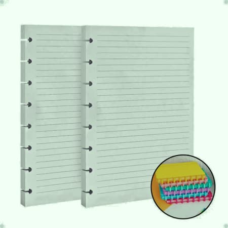 Refil Caderno Disco A5/B5/A4 Folha Pautado Branco Diversos Tamanhos 80 Folhas Escolar
