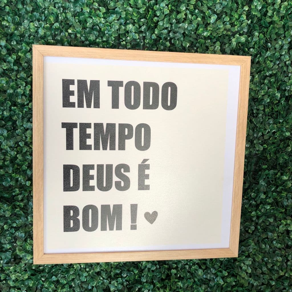 Quadro decorativo cobre caixa de luz com moldura 43x43 EM TODO TEMPO DEUS É BOM sala/quarto/cozinha/decoração/parede