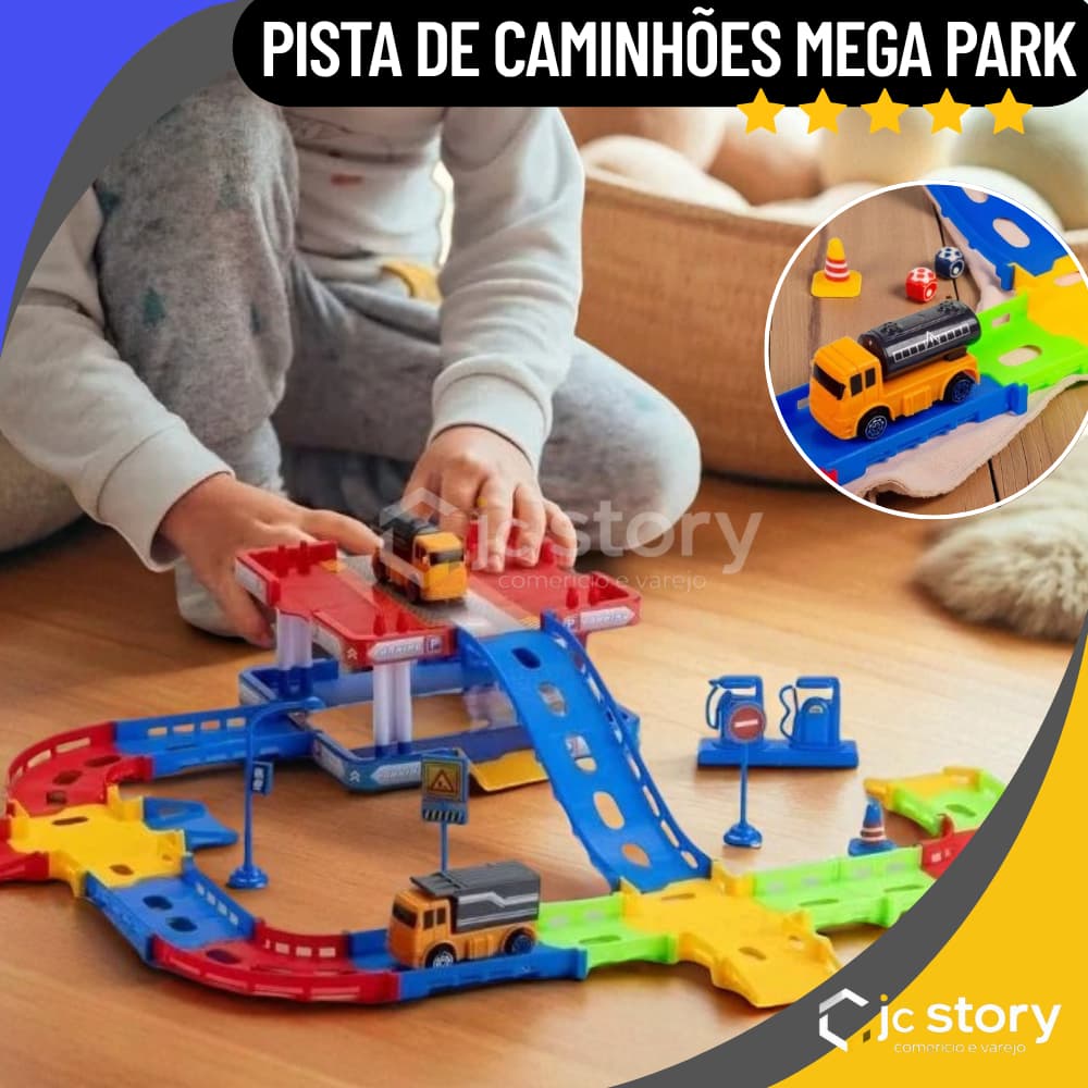 Pista de Carrinho Mega Park caminhões Estacionamento e Garagem De Carros De Corrida 40 Peças