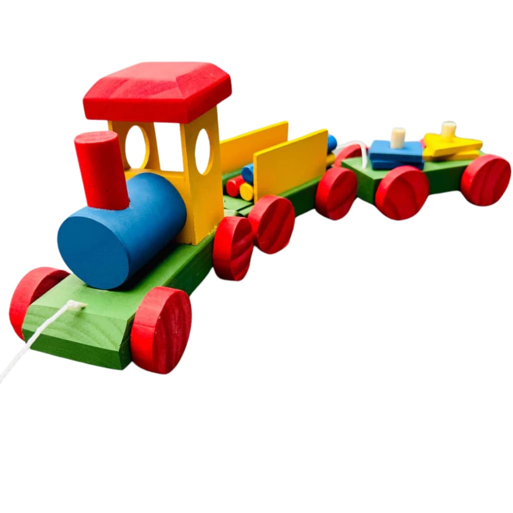 Trem Colorido em Madeira Infantil Móvel Brinquedos Educativos