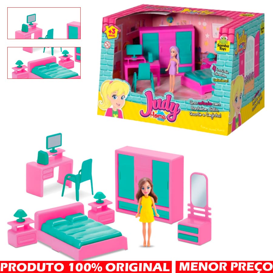 Brinquedo Coleção Judy Quarto Com Boneca e Acessórios Brinquedo Infantil Samba Toys Envio Imediato