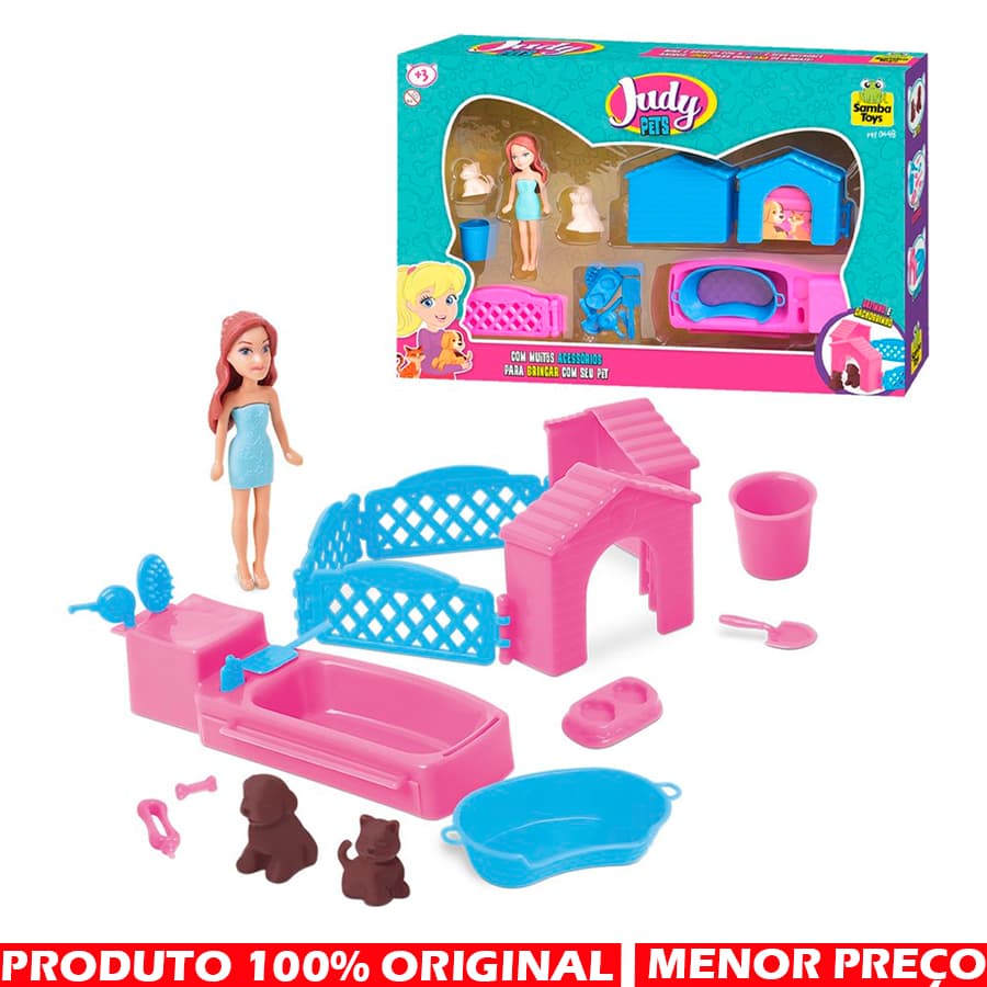 Boneca Judy Com Pets Acessórios De Brinquedo Cachorrinho Para Crianças - Samba Toys