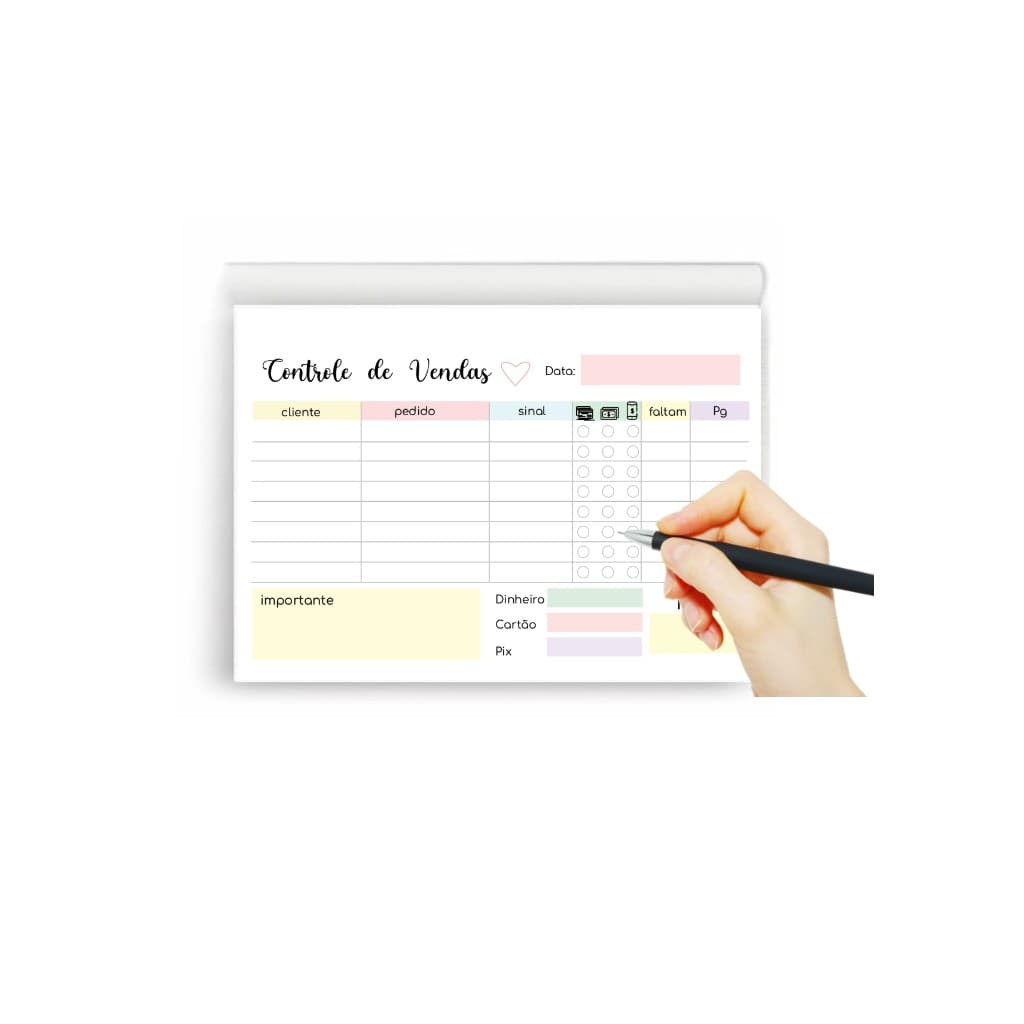 100 FOLHAS CONTROLE DE VENDAS A6 BLOCO DESTACÁVEL PRONTA ENTREGA